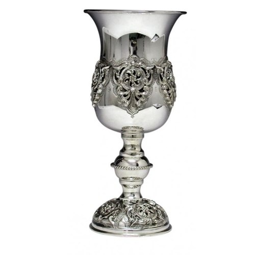 גביע קידוש כסף טהור דגם אקסטרה גלגל רקוע עבודת יד