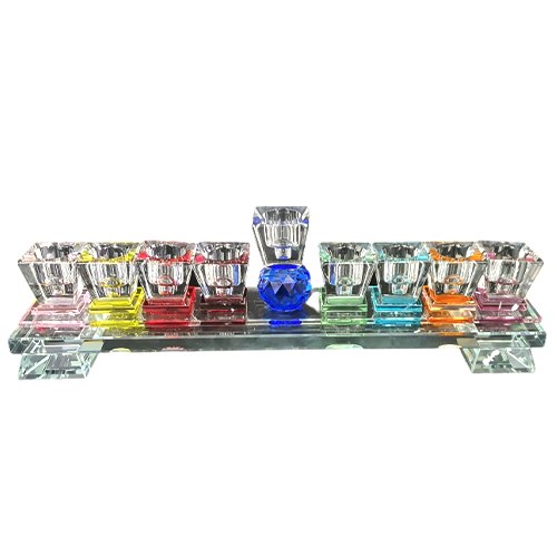 חנוכיית קריסטל צבעוני פס