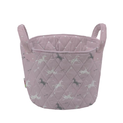 סל אחסון קטן ורוד בהיר חדי קרן