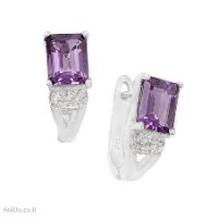 עגילים מכסף משובצים אבני אמטיסט סגול ואבני זרקון A9008 | תכשיטי כסף