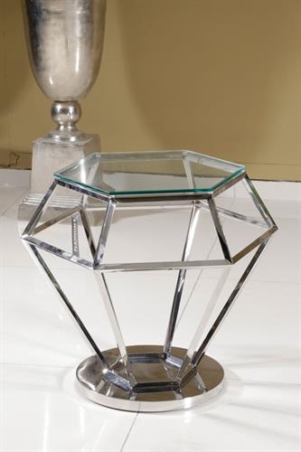 שולחן יהלום זכוכית שקופה נירוסטה ADAGIO NICKEL 65*65*5 מגיע בצבע: Nicke
