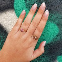 טבעת בסגנון פרח רובי ויהלומים 0.50 קראט עשויה בזהב 14 קראט