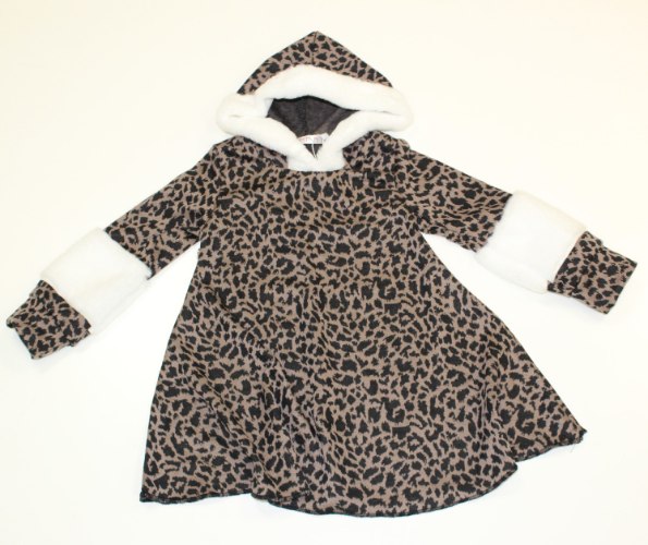 שמלה מנומרת שילוב פרווה חום כהה