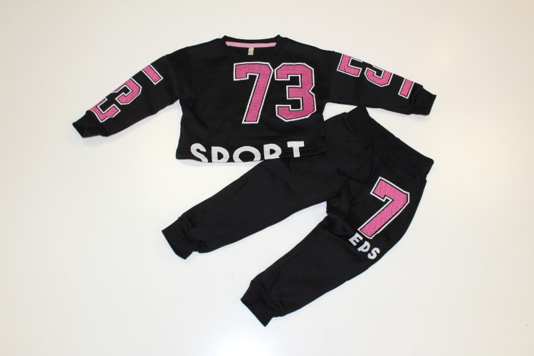 חליפת פוטר בנות הדפס 73 שחור