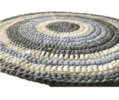 שטיח סרוג, שטיחים סרוגים, שטיחים, שטיחים עבודת יד, שטיח סרוג לחדר הילדים, שטיח באפור וסגול, שטיח מטריקו, שטיח עגול רך ונעם