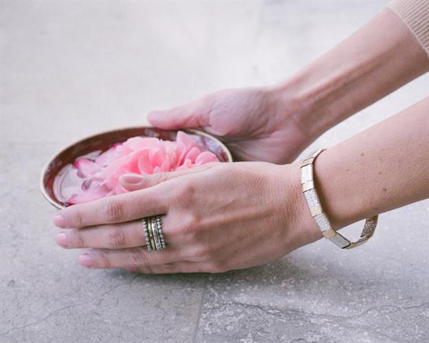 B-08 צמיד כסף וגולדפילד 14K דגם מרוקע