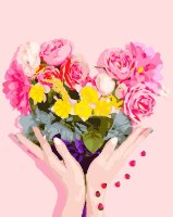 צביעה לפי מספרים - לב פרחים