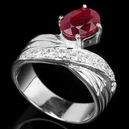 טבעת כסף משובצת רובי וזרקונים RG5591 | תכשיטי כסף | טבעות כסף