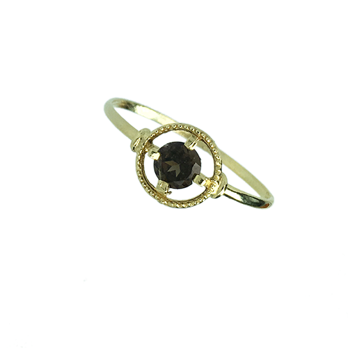 טבעת ילדות זהב צהוב 14K אבן חן חומה OP12130012730