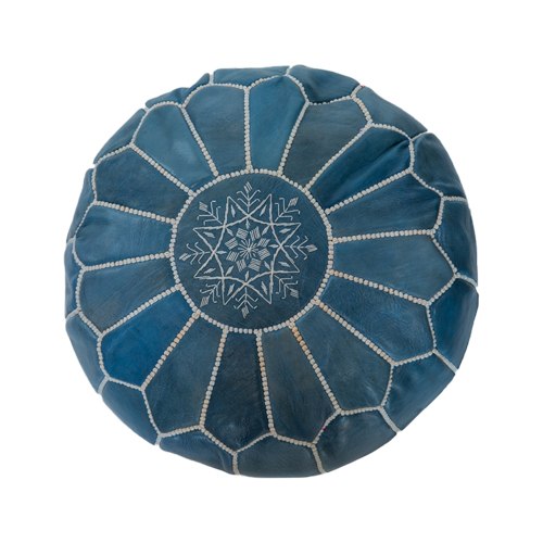 פוף עור כחול+לבן