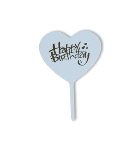 טופר לעוגה happy birthday לב תכלת