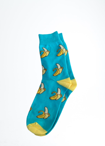 גרביים מעוצבות בננות תכלת צהוב