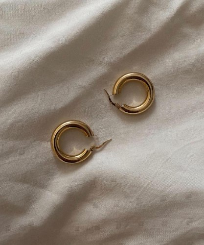 עגילי חישוק עבה זהב 14K S