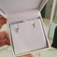 עגילי אותיות באנגלית מזהב משובץ יהלומים או חלק