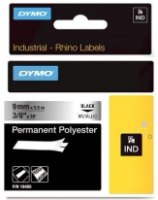 סרט סימון דבק חזק שחור על רקע כסף Dymo 18485 Permanent Polyester IND Tape 9mmx5.5m
