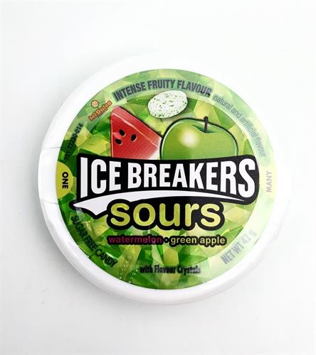 ice breakers סוכריות חמוצות בטעם אבטיח ותפוח ירוק