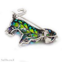 סיכה מכסף מעוצבת דגם "חתולה" משובצת מרקזטים ואמייל צבעוני T6191 | תכשיטי כסף