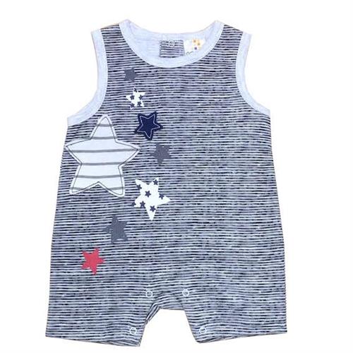 אוברול קצר גופיה הדפס כוכבים אפור