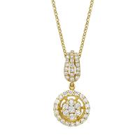 שרשרת ותליון שושנת היהלום זהב 14K משובץ יהלומים