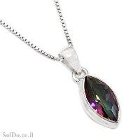 תליון מכסף משובץ מיסטיק טופז T6206 | תכשיטי כסף