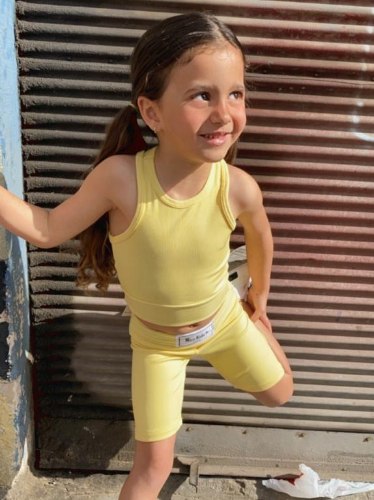 סט טייץ וטופ ריפ MISS KIDS צהוב 2-16