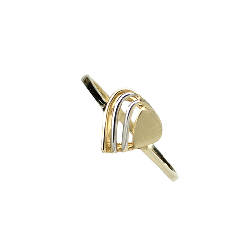 טבעת ילדות ונערות זהב צהוב ולבן 14K לב מרכזי OP01160020002