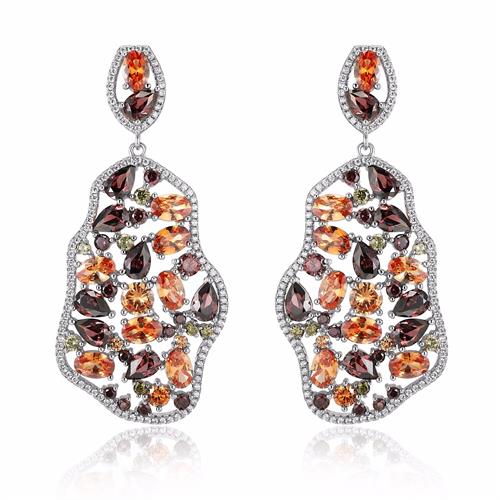 עגילי כסף בשיבוץ זירקונים ואבני חן