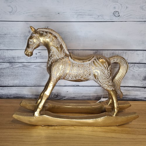 פסל סוס נדנדה זהב גדול