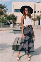 חצאית מעטפת הדפס גאומטרי שחור-לבן