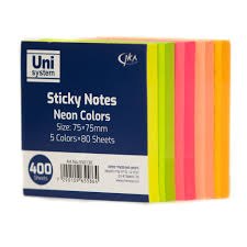 400 פיתקיות דביקות צבעוניות uni system sticky notes
