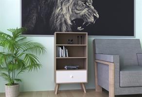 מעמד מדפים משולב מגירה דגם מנהטן