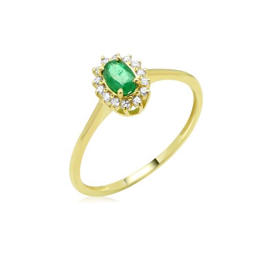 טבעת דיאנה אמרלד ויהלומים 0.10 קראט