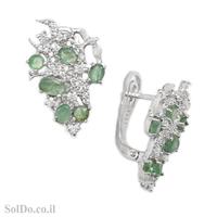 עגילים מכסף משובצים אבני אמרלד וזרקונים A8715 | תכשיטי כסף 925 | עגילי כסף