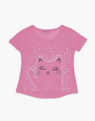 חולצה בנות טריקו מעוצבת חתול