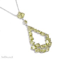 תליון מכסף משובץ אבני פרידוט T6135 | תכשיטי כסף