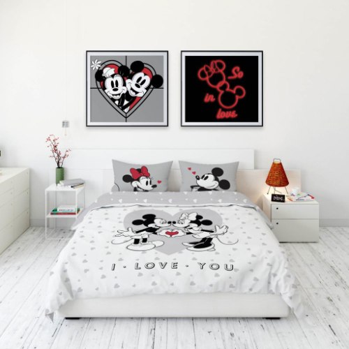 מצעים למיטה זוגית 100% כותנה מיקי ומיני מאוס - דגם 5510