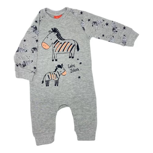 אוברול פוטר ארוך לתינוקות דגם זברה אפור