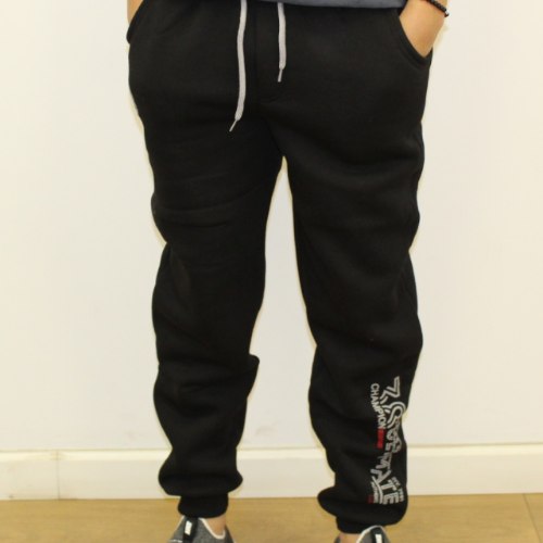 מכנס פוטר הדפס רגל 38 שחור