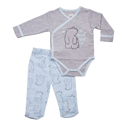 חליפת חזייה דב אפור מלאנג'-תכלת בייבי