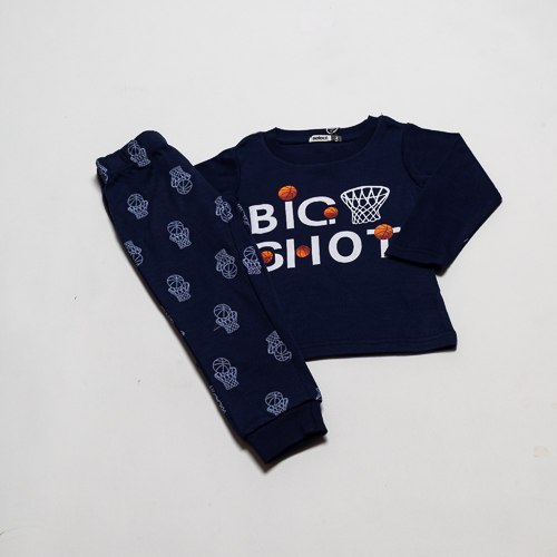 פיג'מת בנים אינטרלוק כדורסל נייבי