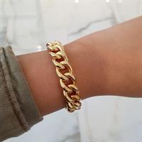 צמיד זהב לאישה חוליות איטלקי עבה מזהב 14 קאראט