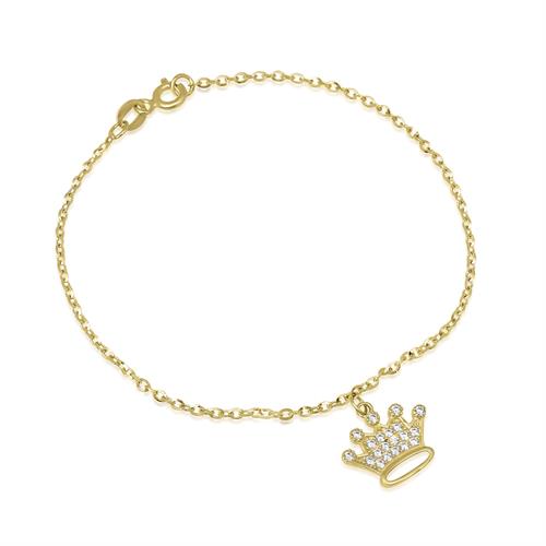 צמיד זהב עם צ'ארם כתר נופל