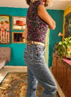 מאם ג'ינס כחול חתיכי מידה L