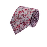 עניבה פרחים קטנים ורוד עתיק אדום