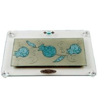 קרש חיתוך / מגש מלבני גדול רימונים בשורה רגליות אקריל