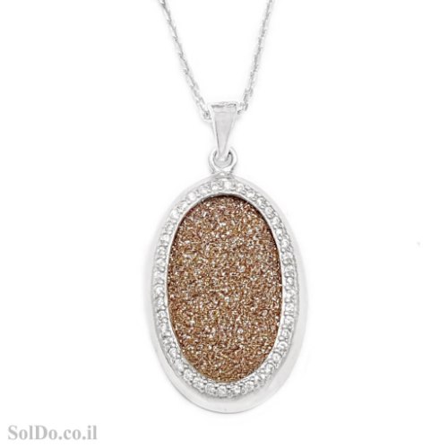 תליון מכסף משובץ  אבני זרקון T6139 | תכשיטי כסף