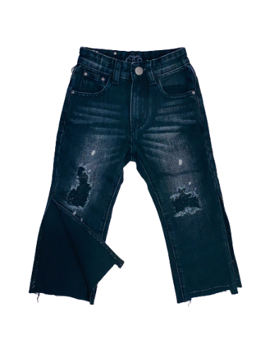 ג׳ינס קרעים שסע בצד שחור משופשף  ORO