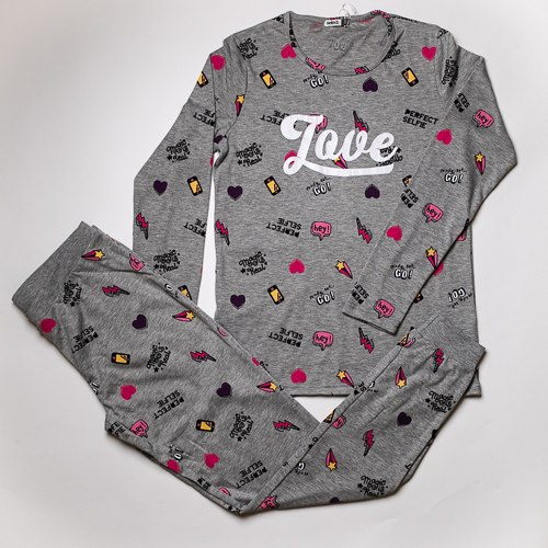 פיג'מת אינטרלוק LOVE מלאנג' נשים