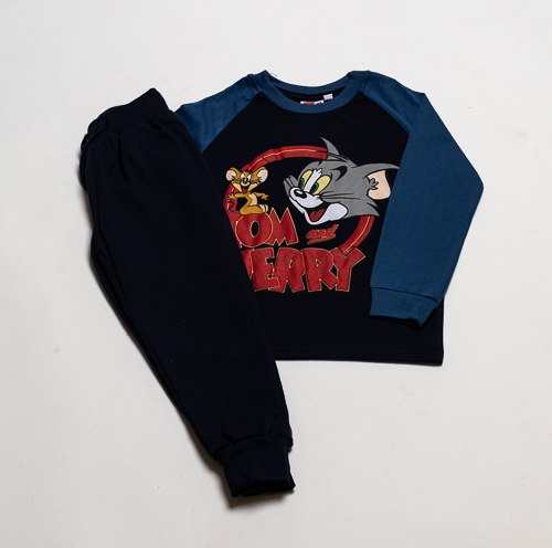 חליפת בנים טום וג'רי שחורה עם נייבי