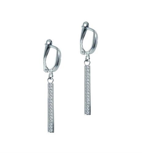 עגילי פס משובץ יהלומים נתלים בזהב